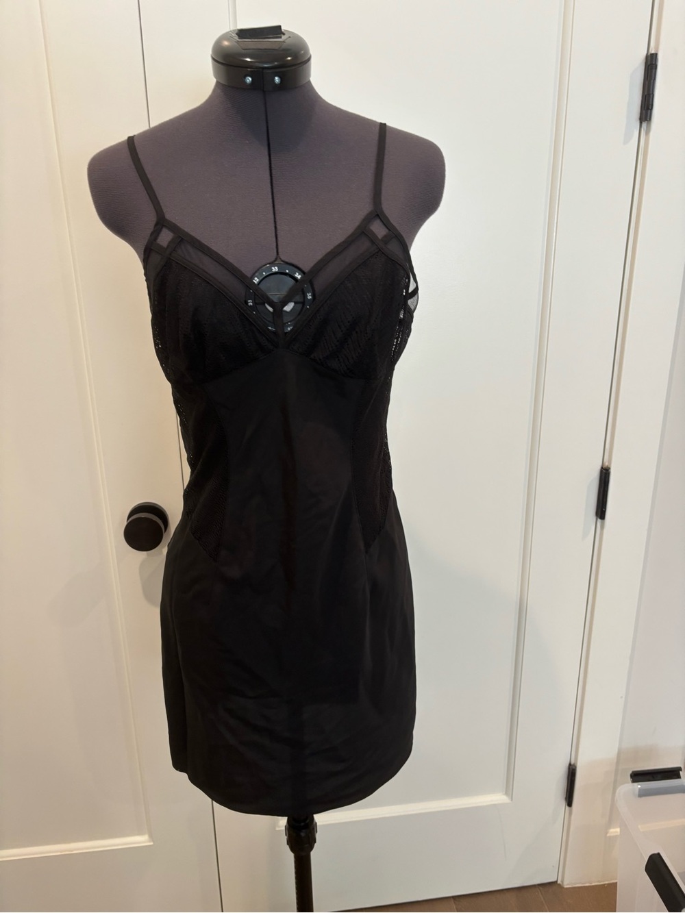 Calvin Klein Sheer Mesh Slip Dress with Overlay